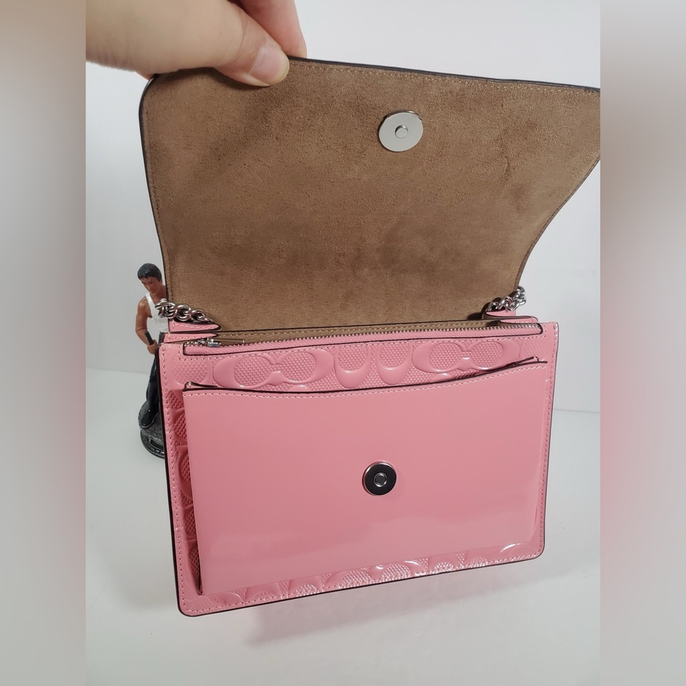 ‼️LAST One NWT Coach Klare Crossbody Bag In Signature Leather  Silver/pink - Picture 5 of 10